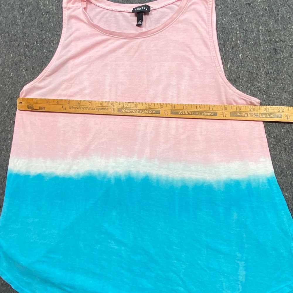 Torrid Dip Dye Tank Top Sz 2 Womens Pink Blue Ombre Sleeveless Swing Beach Boho - Picture 6 of 7